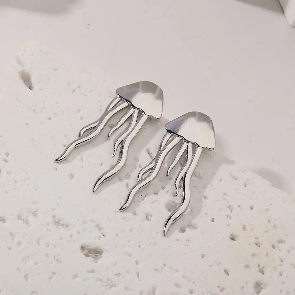 Stylish Stainless Steel Waterproof Jellyfish Coral Earrings