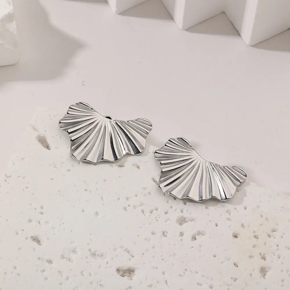 Stainless Steel Wrinkle Texture Bowknot Jewelry Dainty Earrings