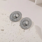 Stainless Steel White Gold Unique Stone Shape Earrings