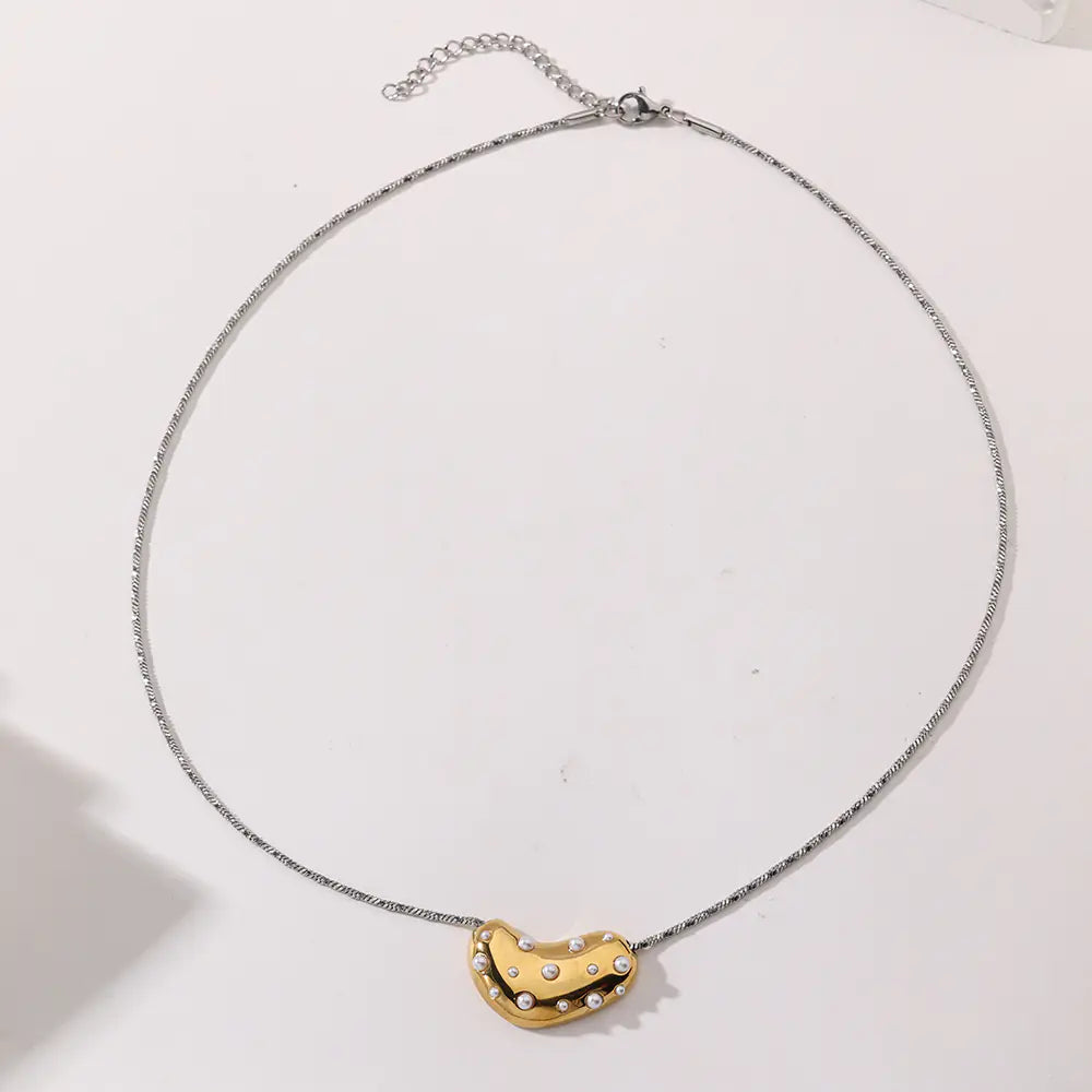 Trendy 316L Gold Stainless Steel Pearl Necklace