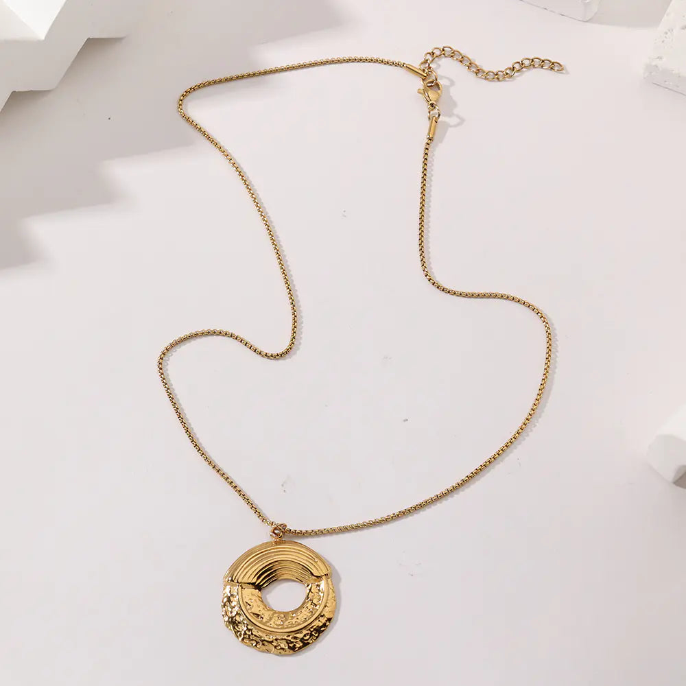 Gold Plated Stainless Steel Circle Necklace