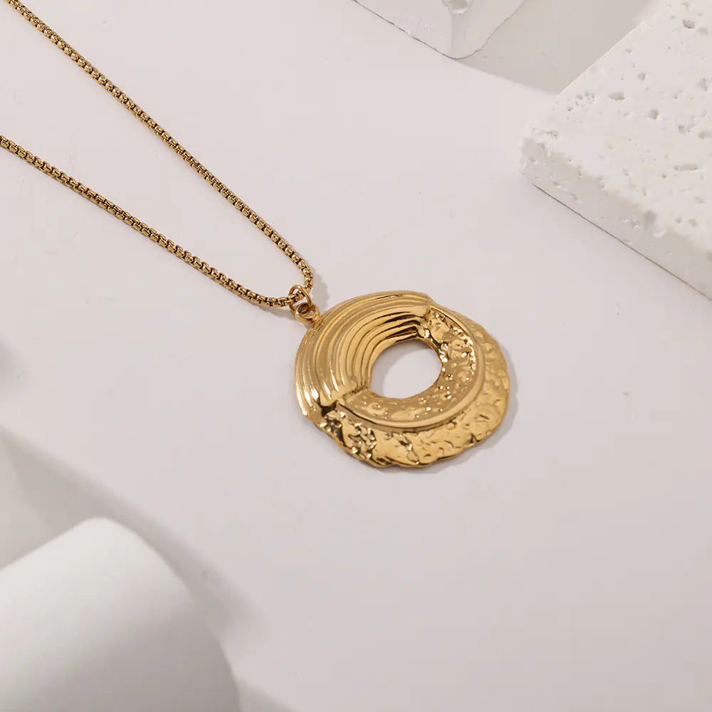 Gold Plated Stainless Steel Circle Necklace