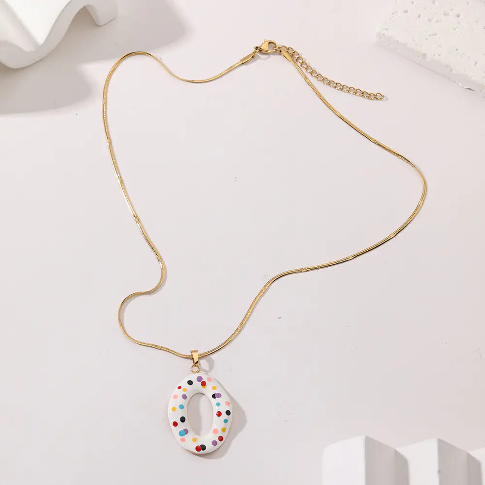 Stainless Steel Enamel Doughnut Necklace