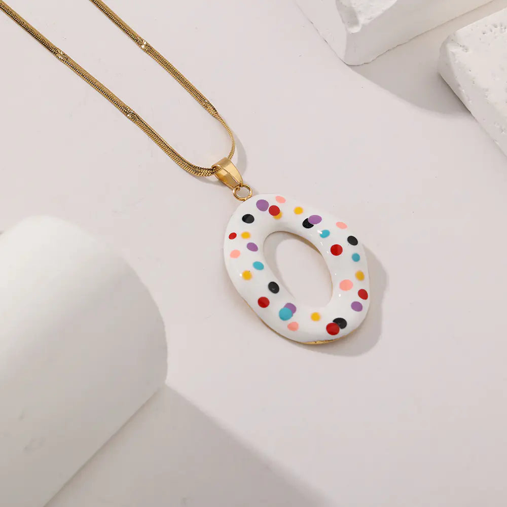 Stainless Steel Enamel Doughnut Necklace