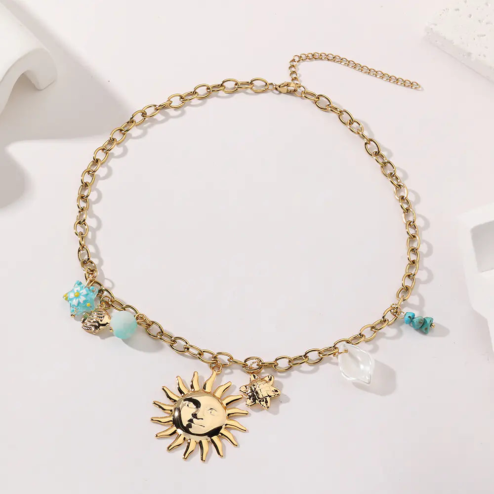 Good Quality Stainless Steel Sun Pendant Necklace