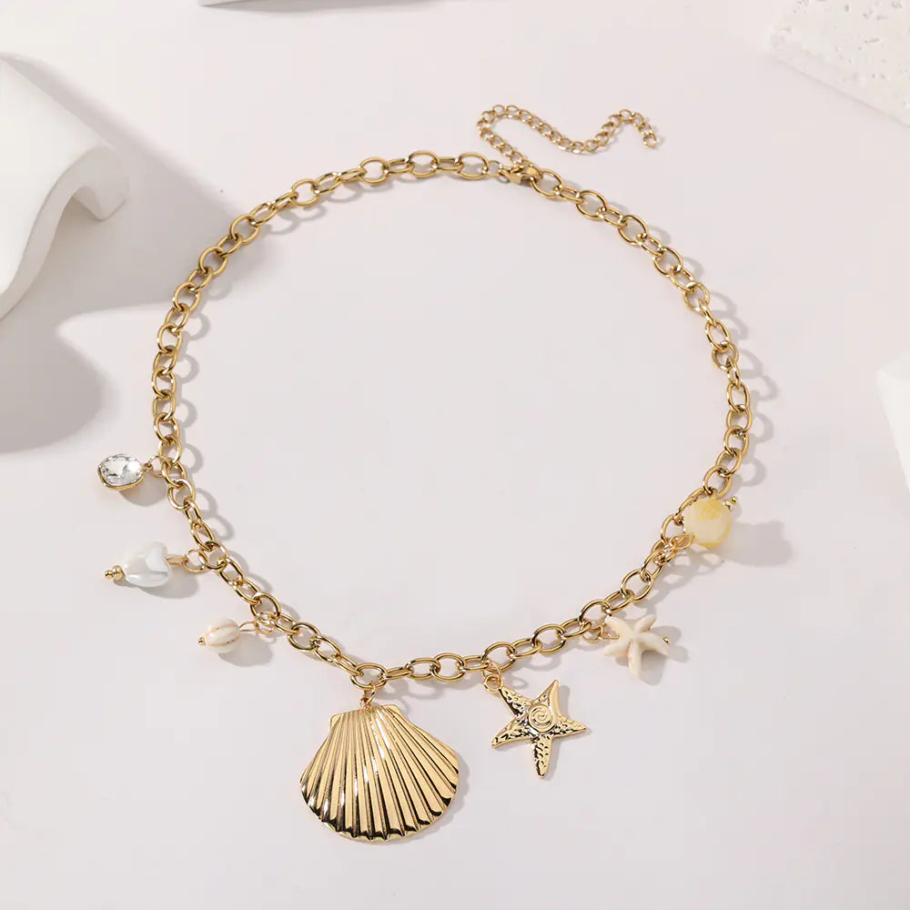 Stainless Steel Shell Pendant Necklace