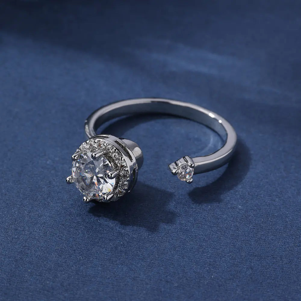 Fashion Adjustable Spin Stress Relief Diamond Ring