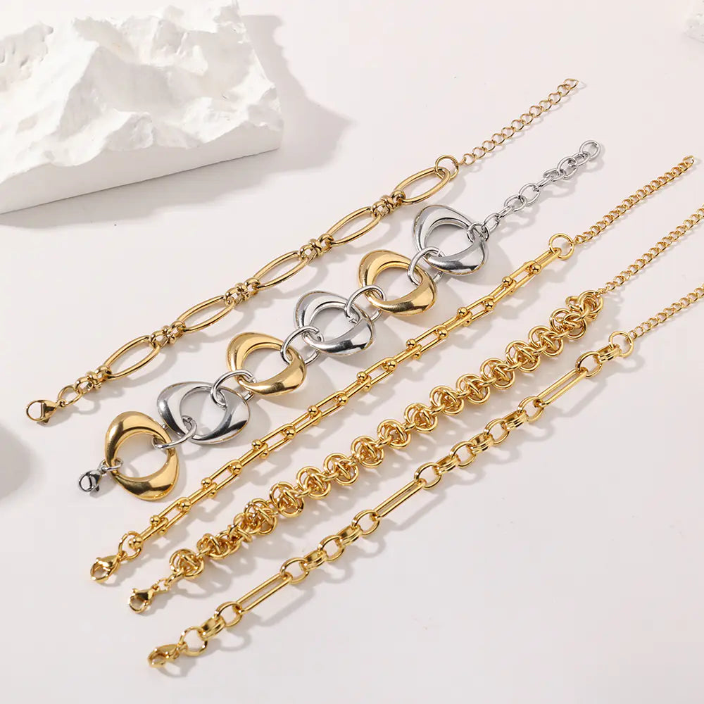 Stainless Steel 2 Tone Multi Twisted Wire Link Bracelet