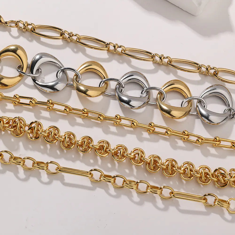 Stainless Steel 2 Tone Multi Twisted Wire Link Bracelet