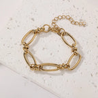 Gold Stainless Steel Oval Chain Bracelet