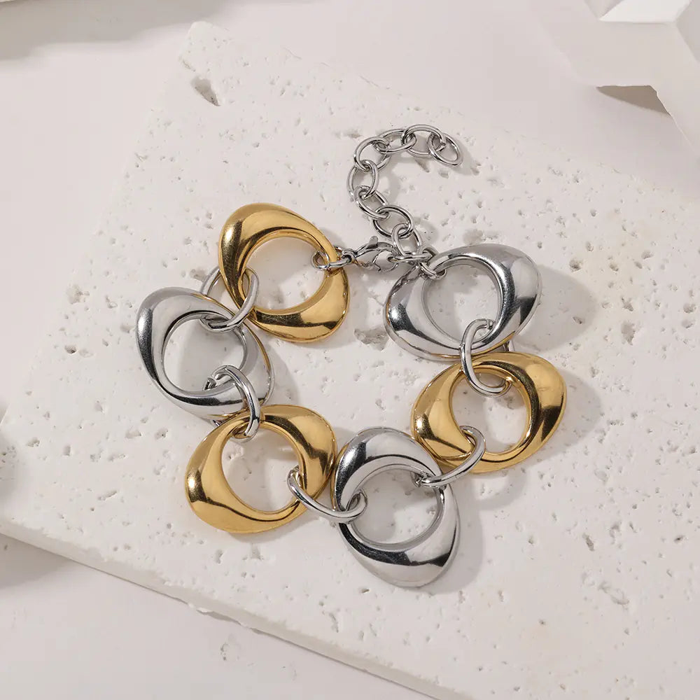 Stainless Steel 2 Tone Multi Twisted Wire Link Bracelet
