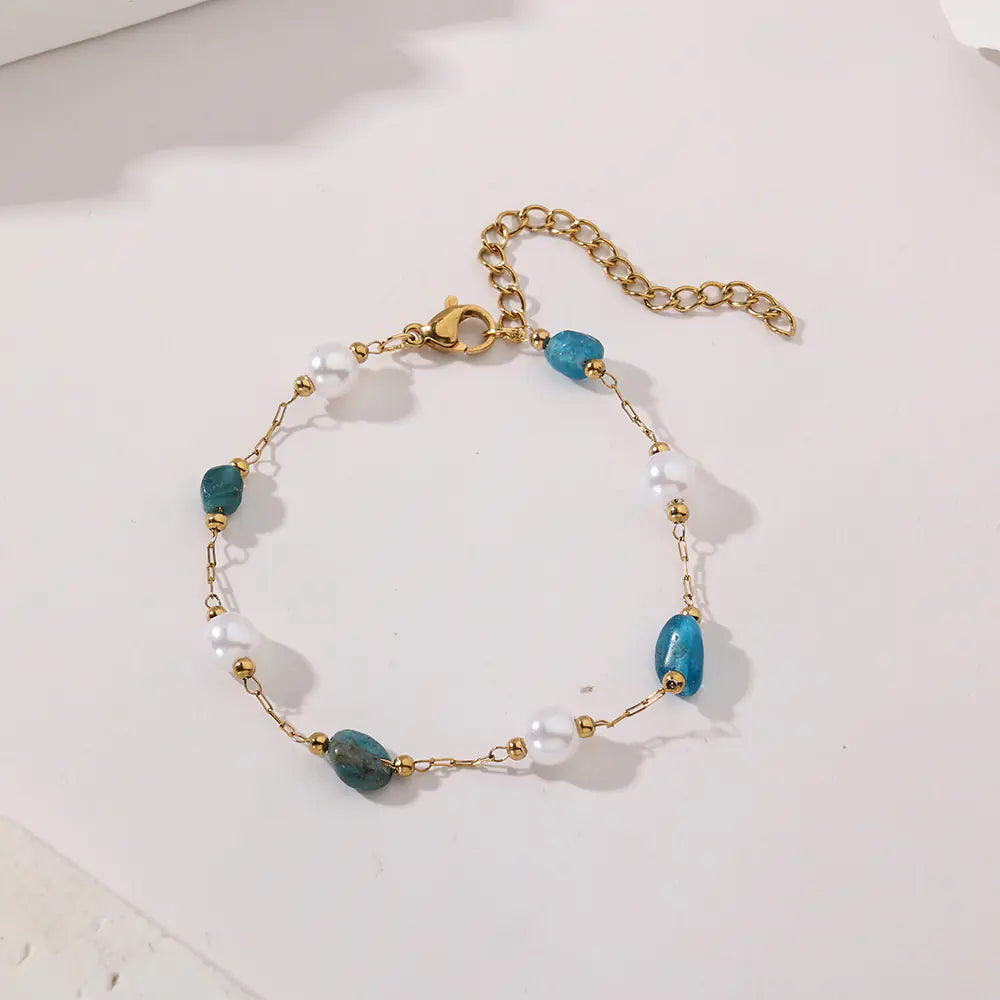 Trendy Fashion Stainless Steel Non-tarnish Pearl Link Bracelet
