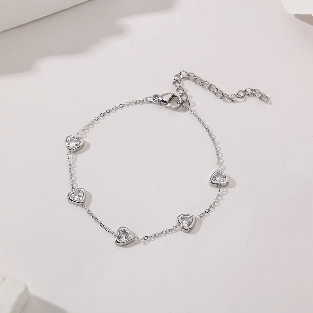 Tarnish Free Stainless Steel Love Heart Shape Bracelet