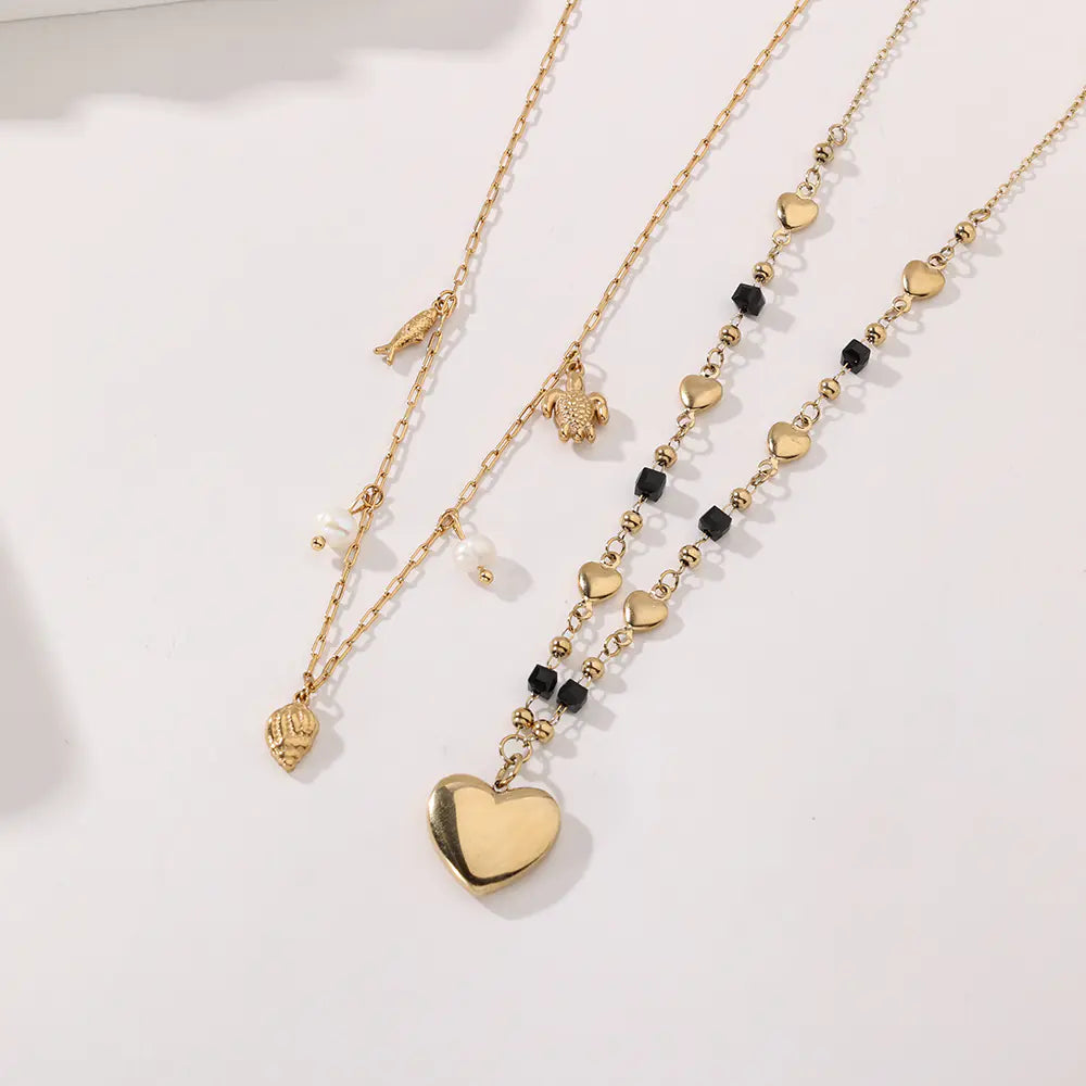 Fashion Stainless Steel Shell Pearl Necklace
