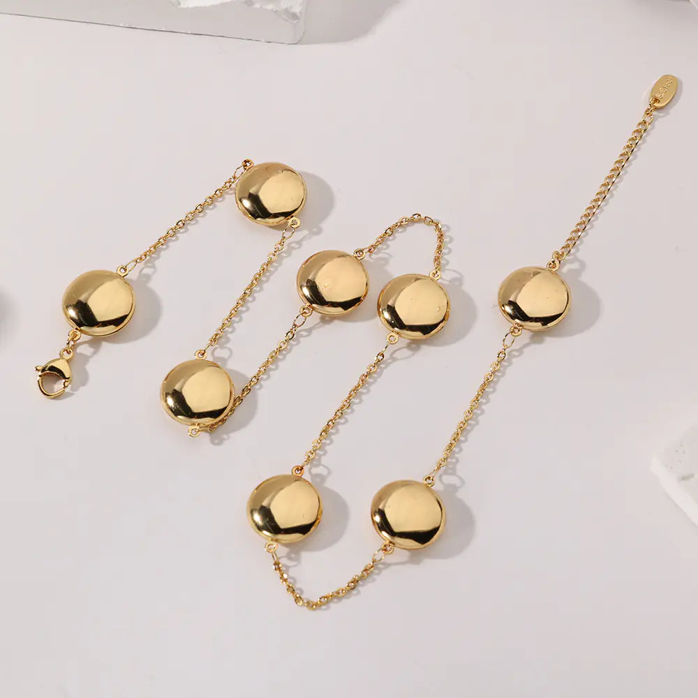 Stainless Steel Flat Ball Adjustable Necklace