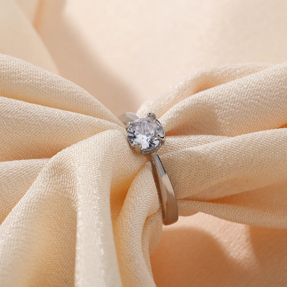 Trendy Stainless Steel Crystal Engagement Ring