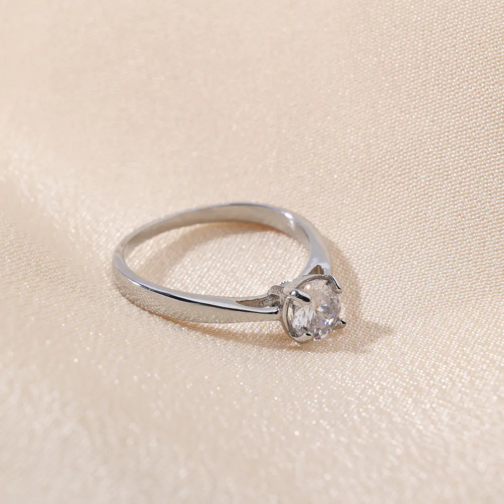 Trendy Stainless Steel Crystal Engagement Ring