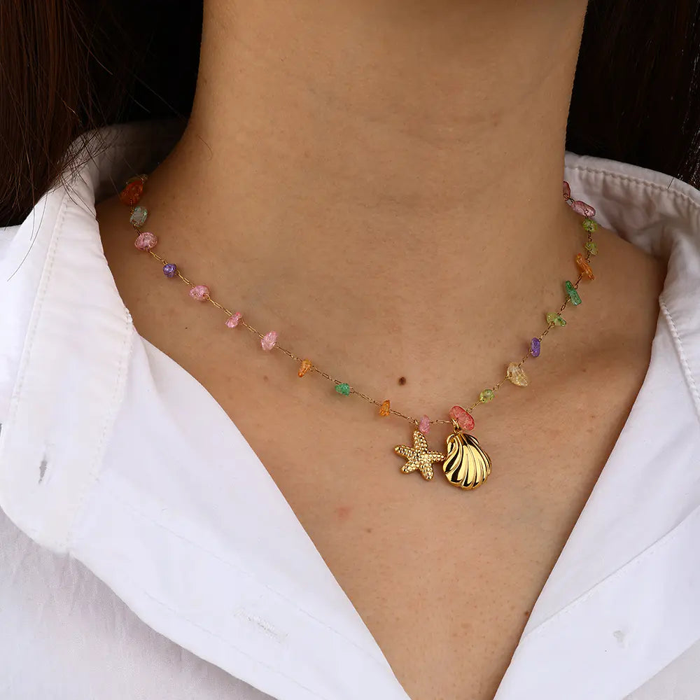 Fashion Sea Shell 18K Gold Stainless Steel Necklace