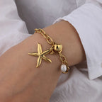 Beat Selling Stainless Steel Shell Starfish Pearl Bracelet