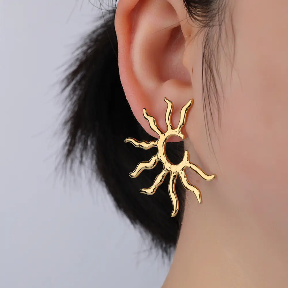 Stainless Steel Coral C Shape Earrings
