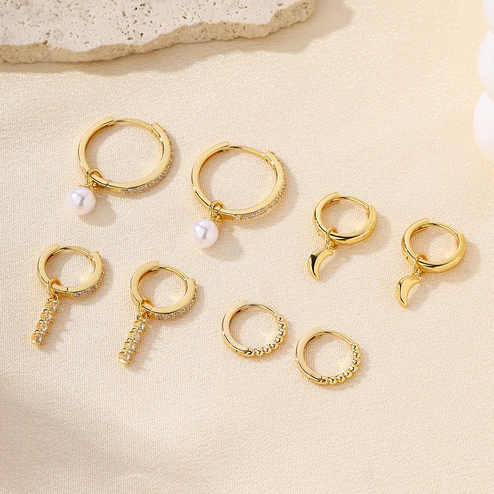 Brass Zircon Stud Earrings