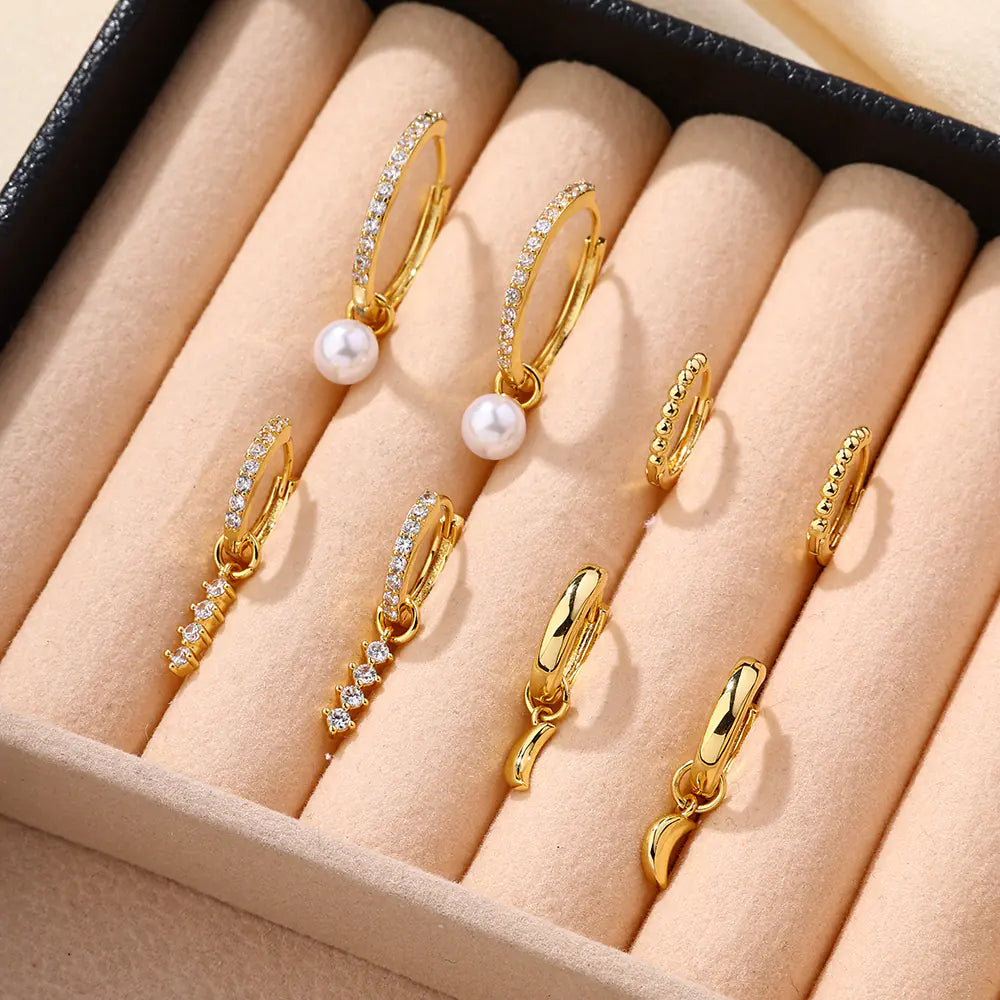 Brass Zircon Stud Earrings