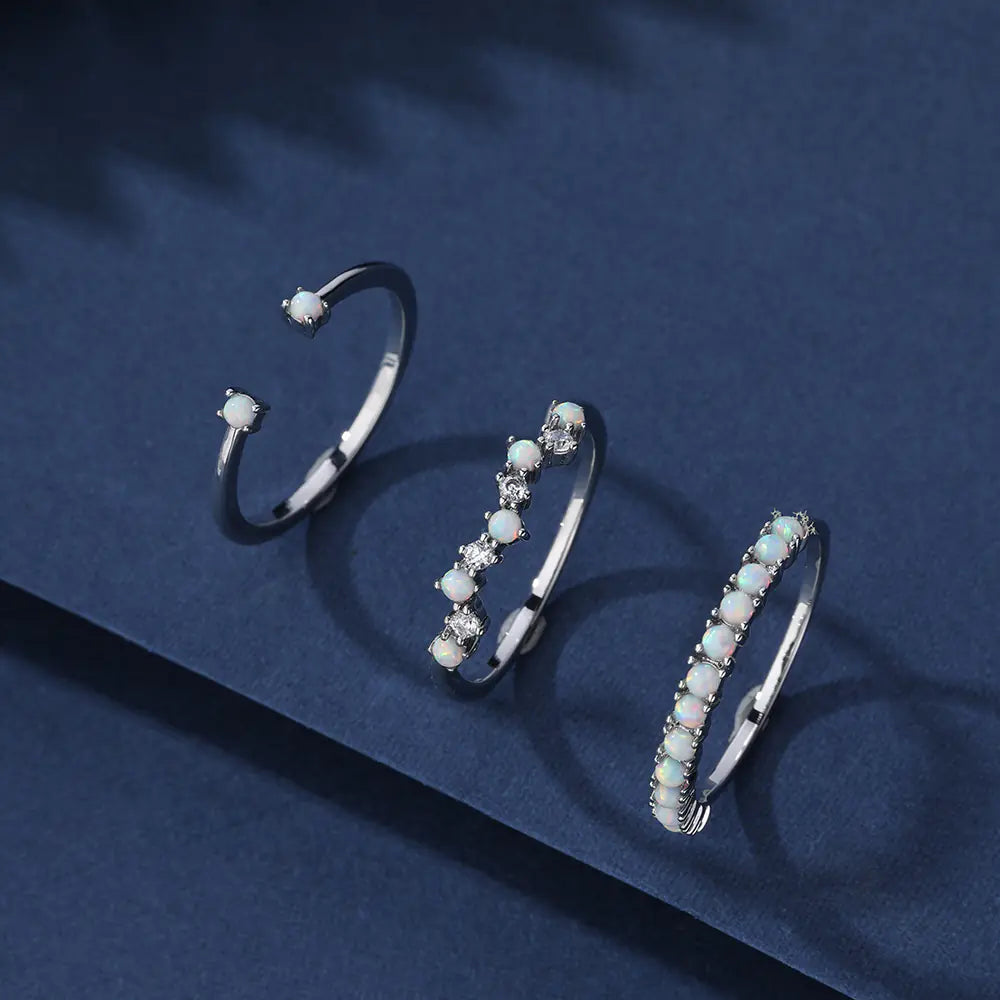 Luxury Dainty Moonstone Opal Eternity Ring