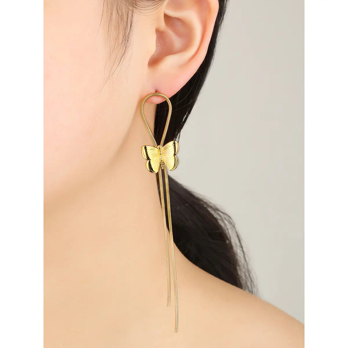 18k Gold Plated Stainless Steel Butterfly Earrings