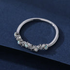 Stackable Brass Inlaid Imitated Opal Half Eternity Ring