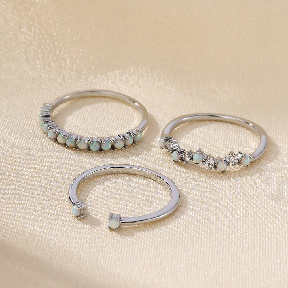Luxury Dainty Moonstone Opal Eternity Ring