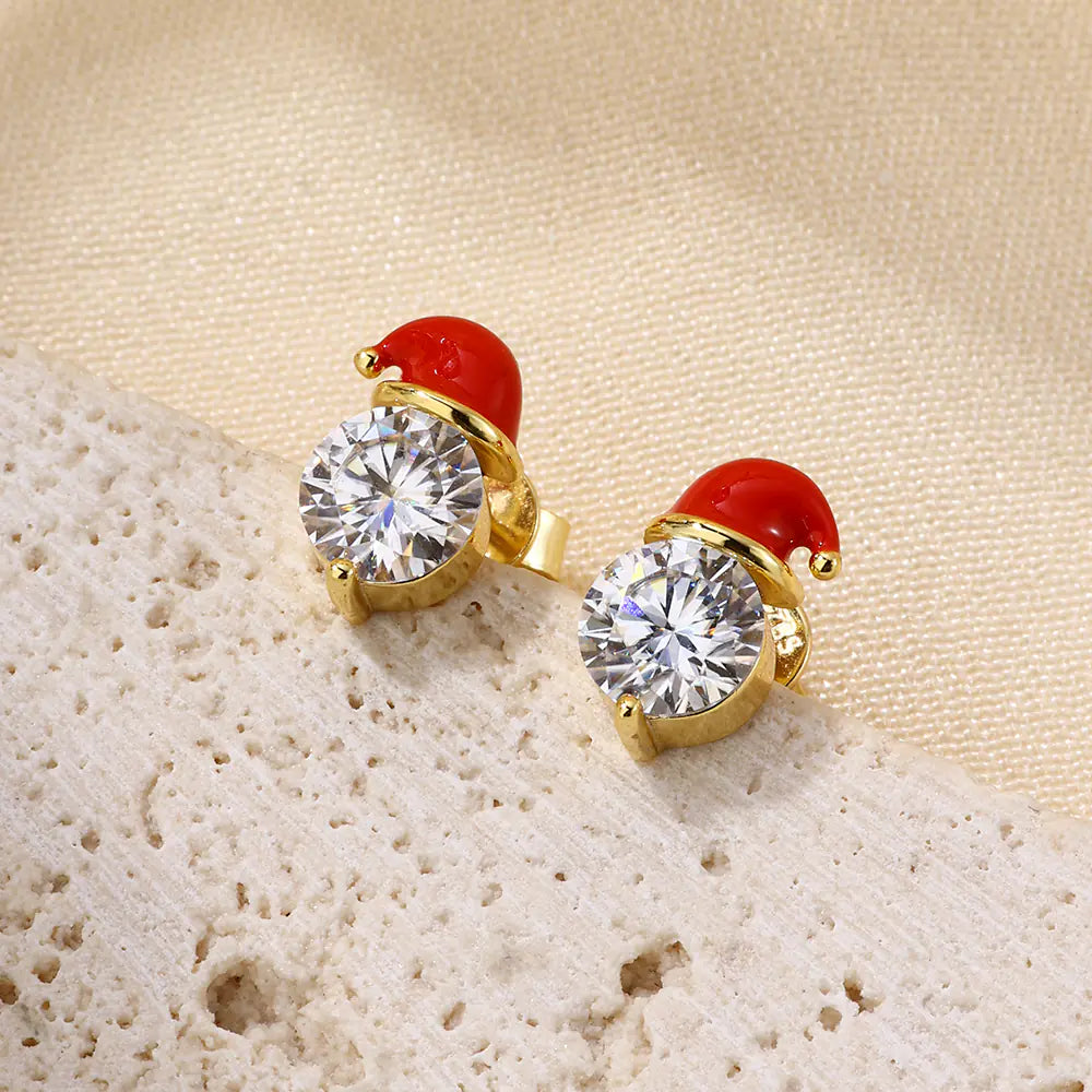 925 Sterling Silver Christmas Design Moissanite Earrings