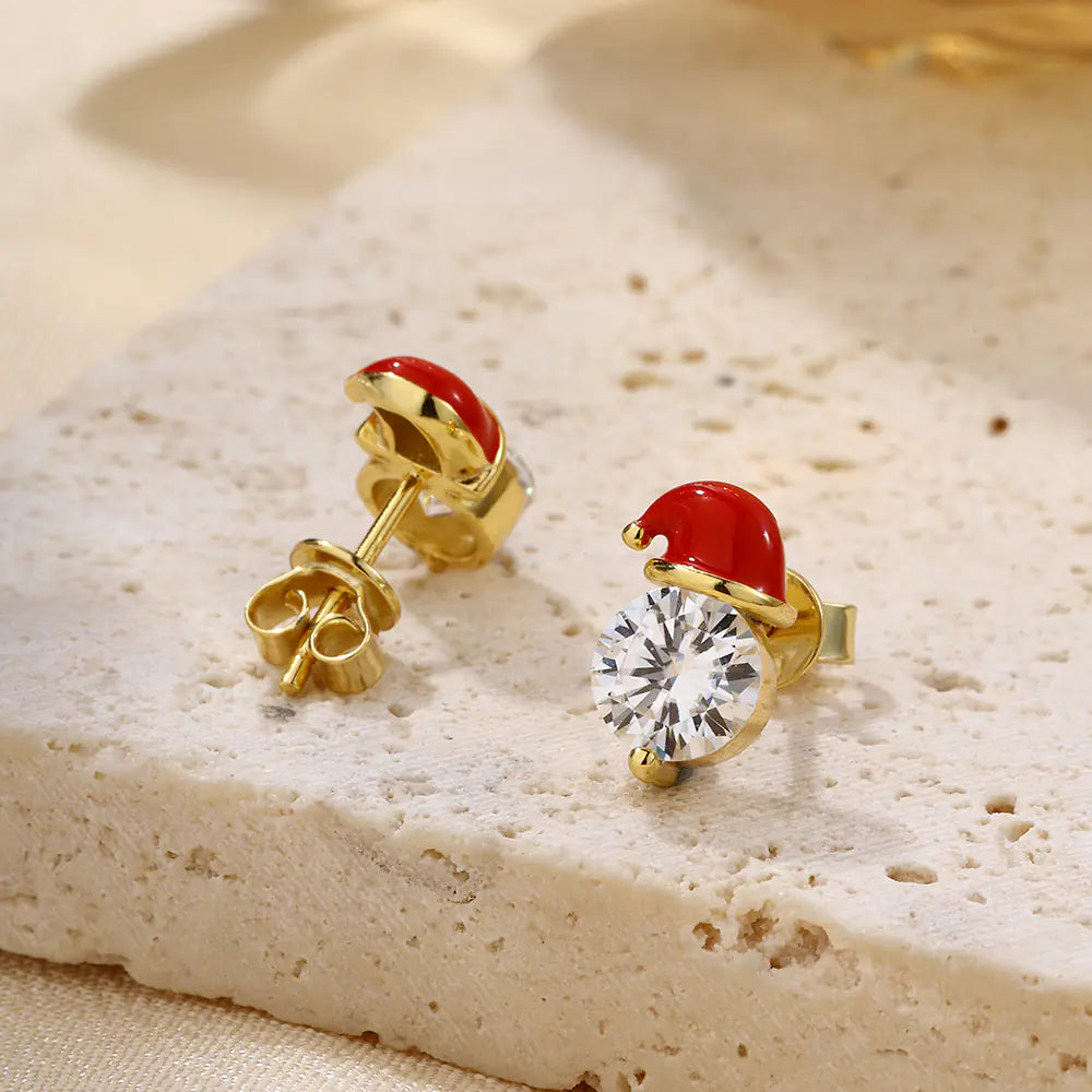 925 Sterling Silver Christmas Design Moissanite Earrings