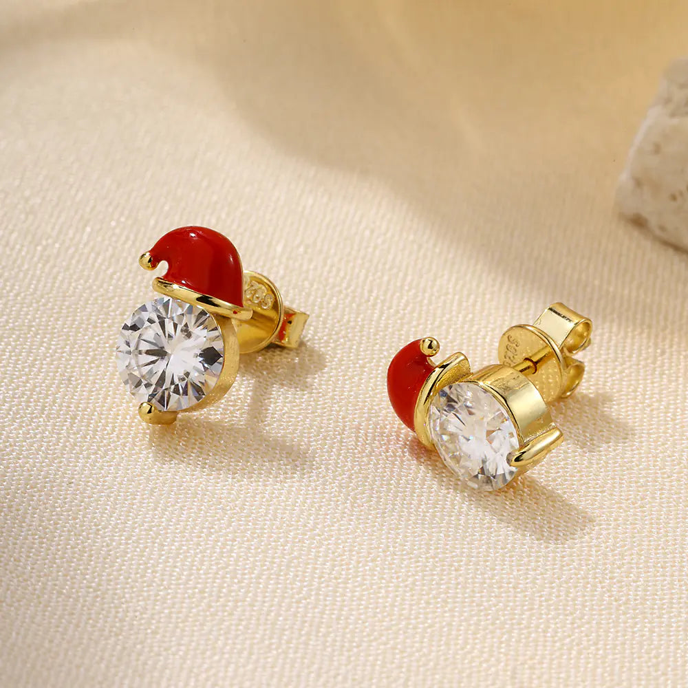 925 Sterling Silver Christmas Design Moissanite Earrings