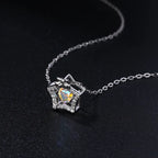 S925 Silver Colorful Heart Bow Star Necklace