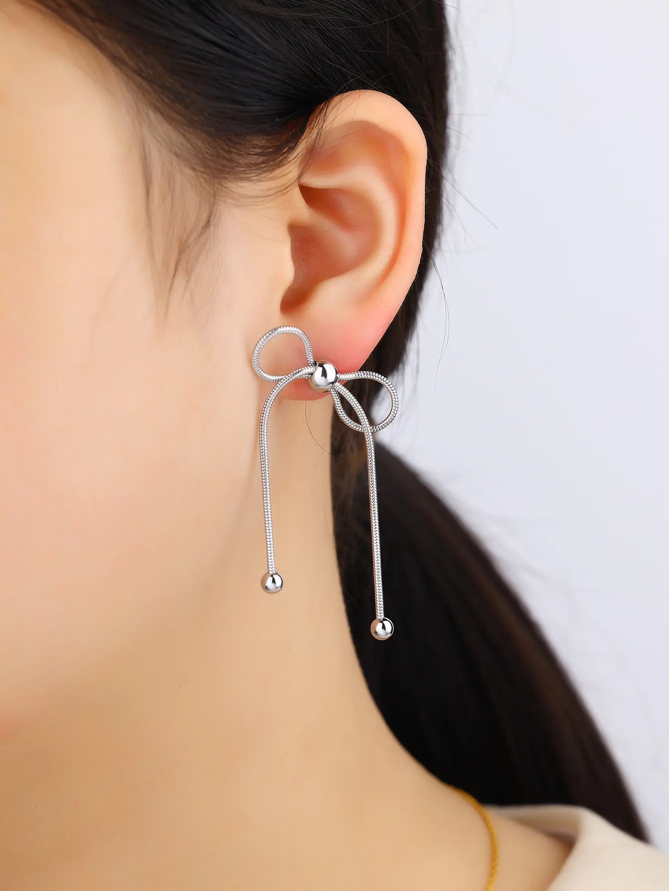 Stainless Steel Bow Knot Earrings Fashionable Gift
