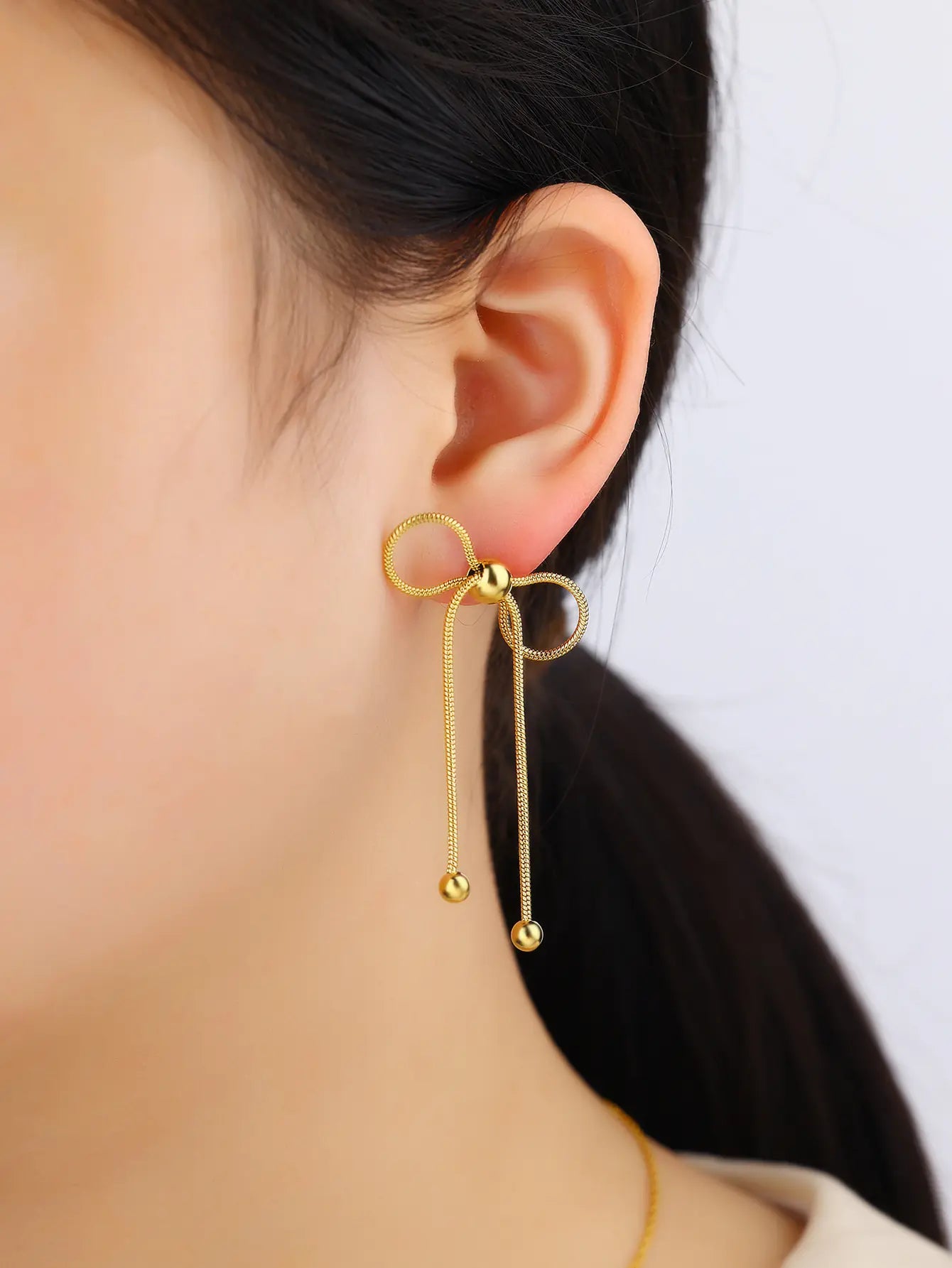 Stainless Steel Bow Knot Earrings Fashionable Gift