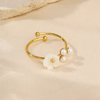 Hot Stainless Steel Flower Adjustable Ring