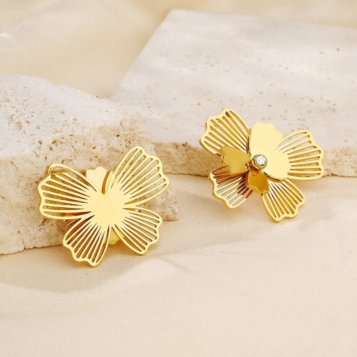 Stylish Double Layers Petal Embedded Earrings