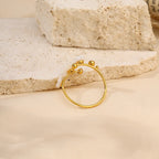 Simple Stainless Steel Shell Flower Adjustable Ring