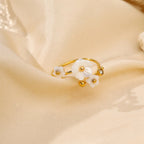 Simple Stainless Steel Shell Flower Adjustable Ring