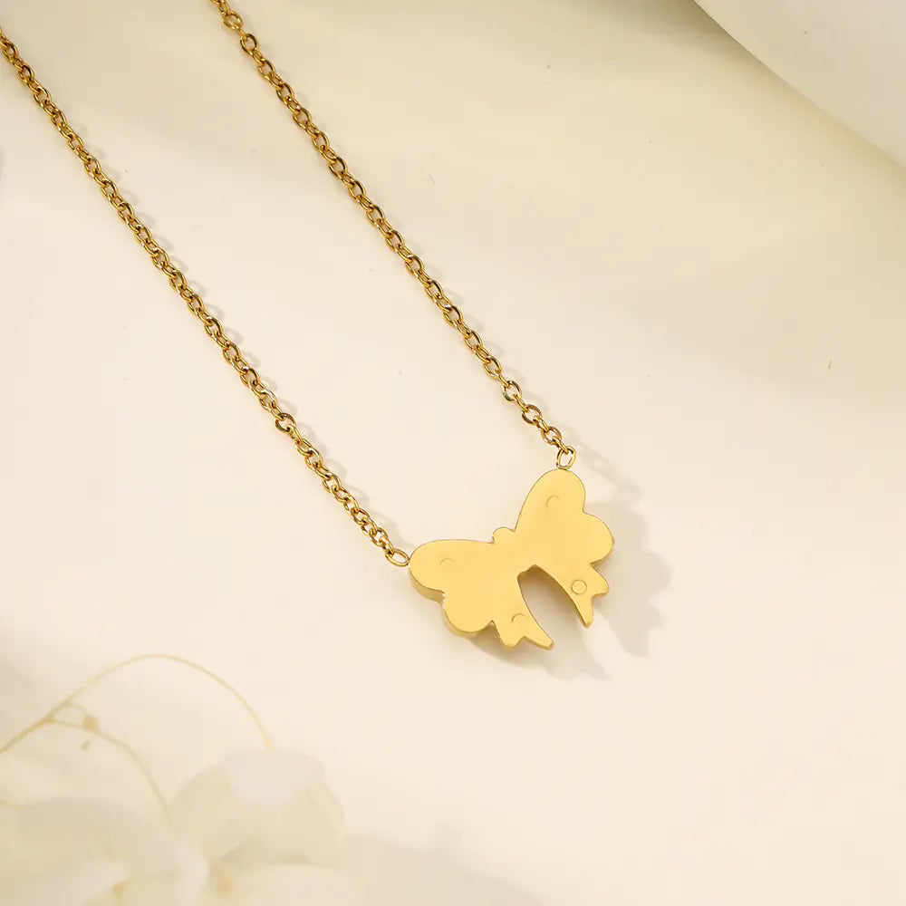 Stainless Steel Bow Knot Pendant Necklace
