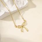 Stainless Steel Butterfly Bow Knot Pendant Necklace