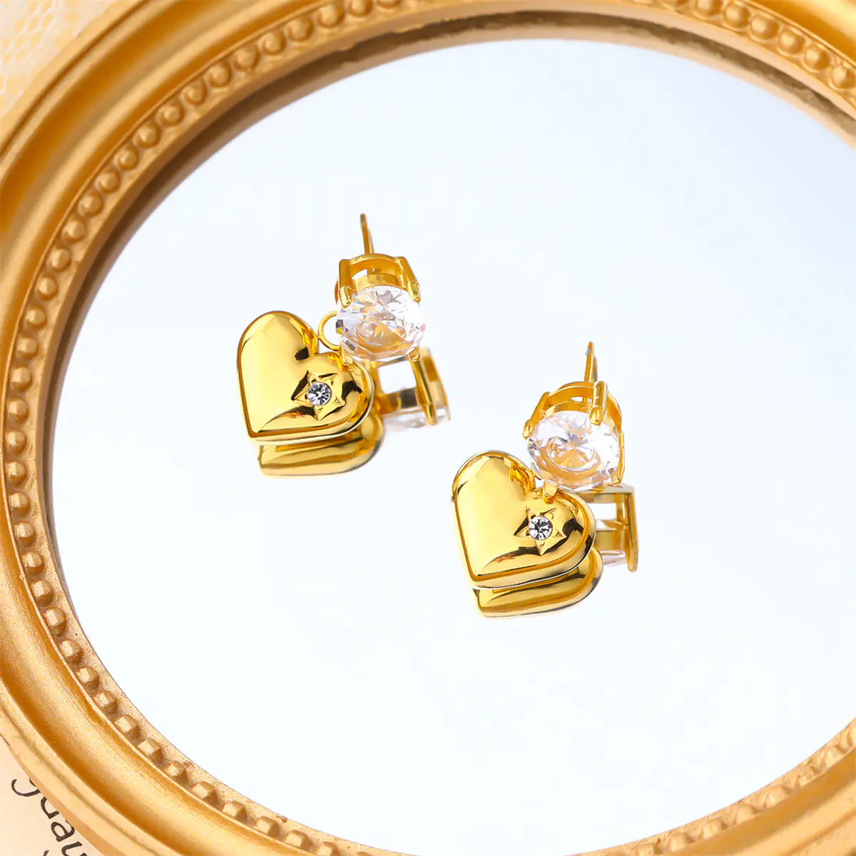 New Design 18K Gold Stainless Steel Heart Earrings