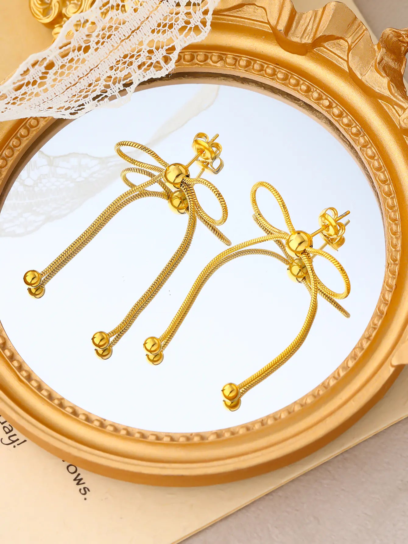 Stainless Steel Bow Knot Earrings Fashionable Gift