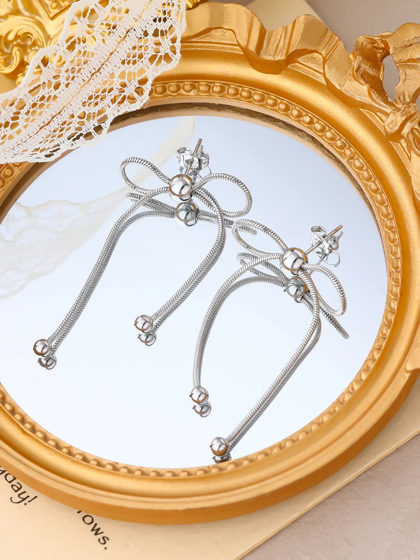 Stainless Steel Bow Knot Earrings Fashionable Gift