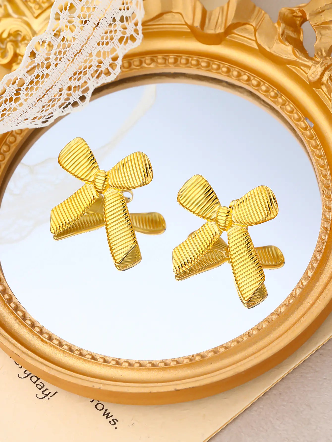 Hot Sale Gold Bow Stud 18k Gold Plated Earrings
