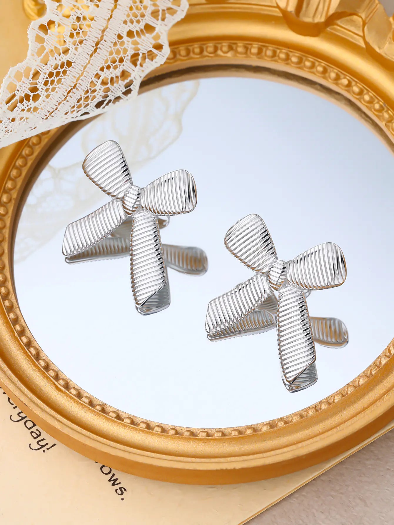 Hot Sale Stainless Steel Bow Stud Earrings