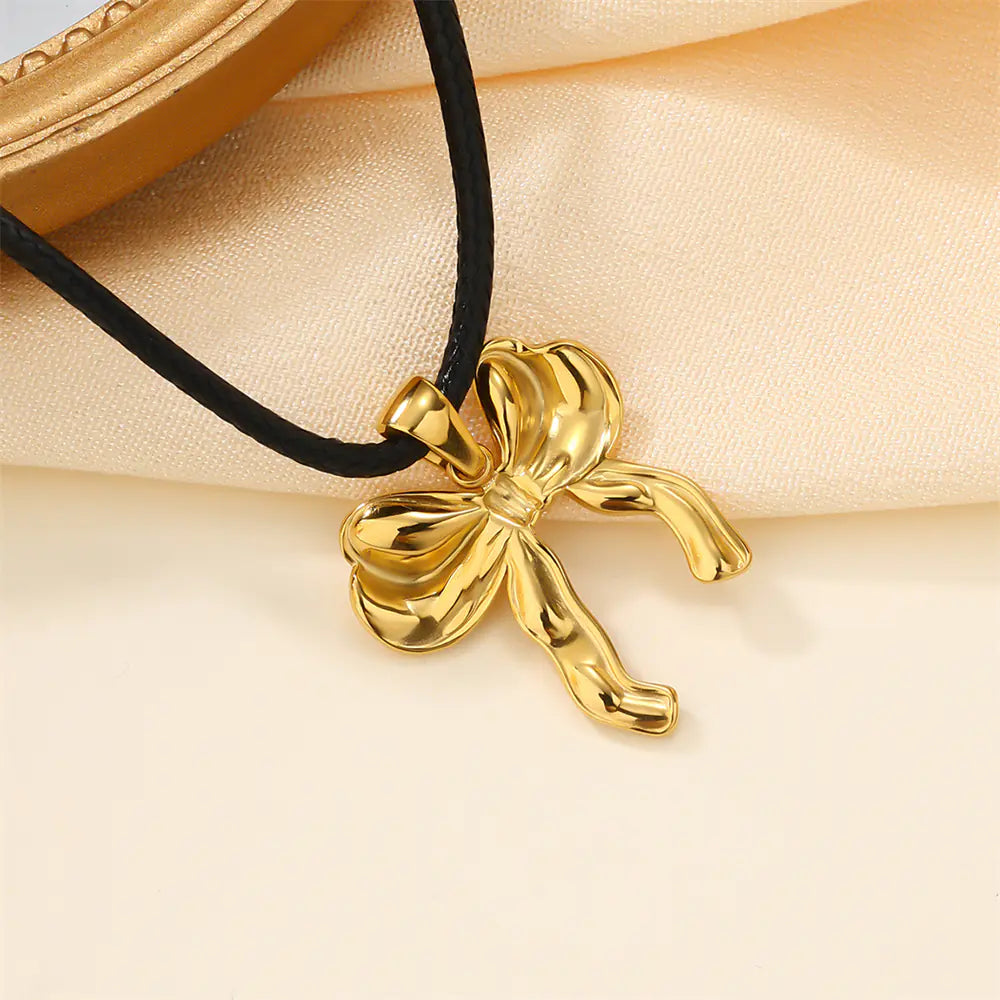 Stainless Steel Non Tarnish Bow Design Necklace