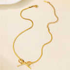 Stainless Steel Blade Chain Silver and Gold Bow Necklace