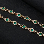 Hot 10mm Brass Green CZ Cluster Link Bracelet